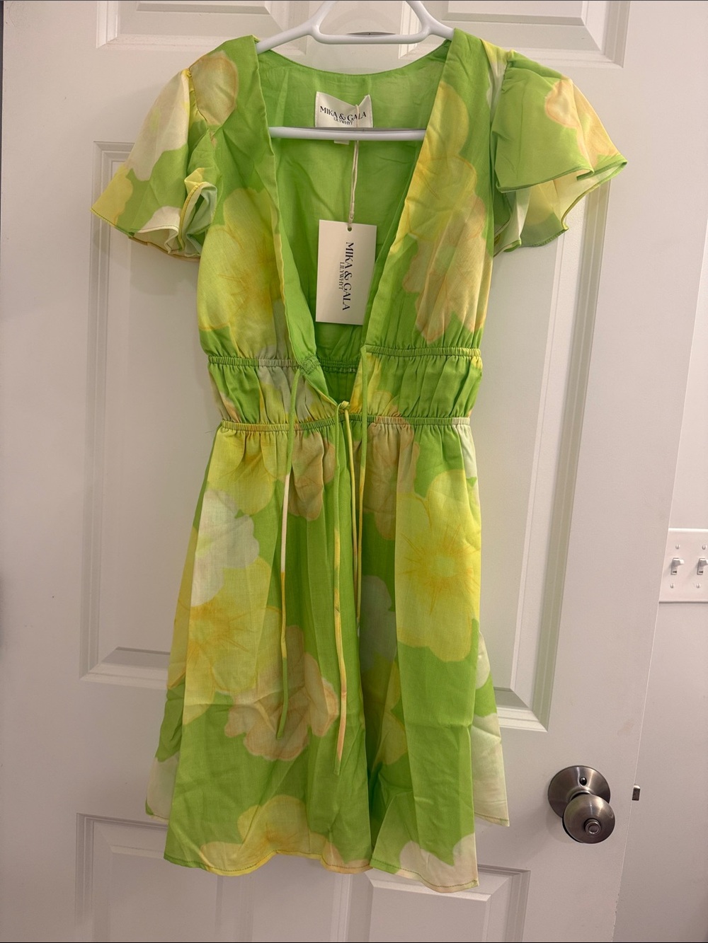 Selfie Leslie Lime and Yellow Floral V-Neck Summer Dress